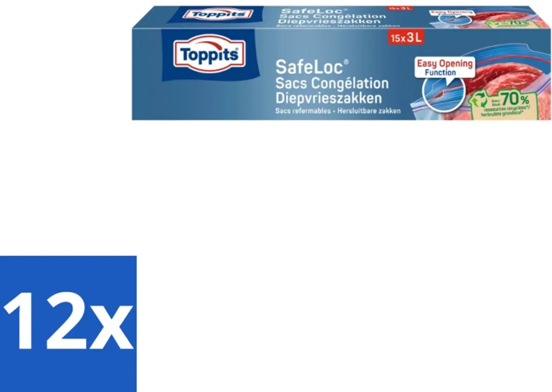 Toppits Safeloc Zip Diepvrieszakken 3L