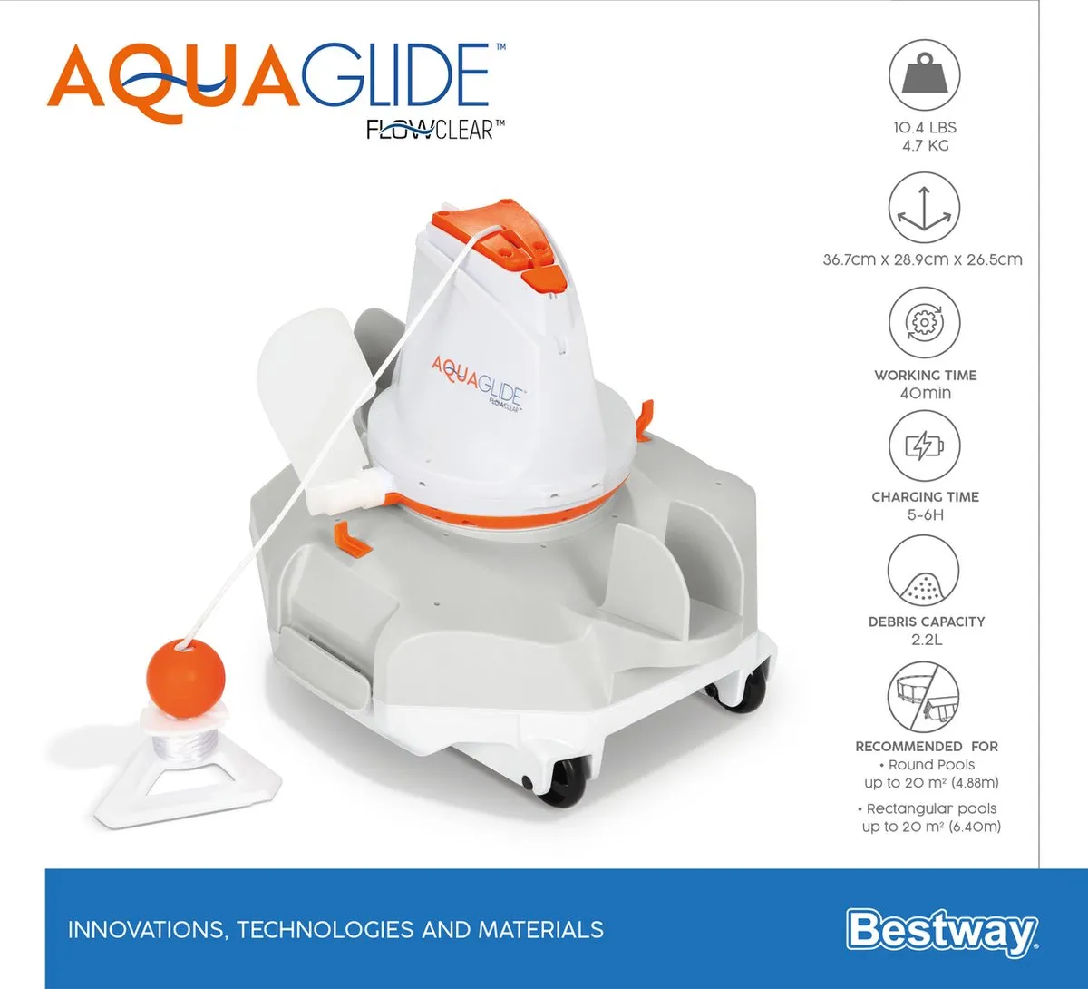 Bestway Flowclear AquaGlide 7025040060 Zwembadstofzuiger - Grijs/Wit