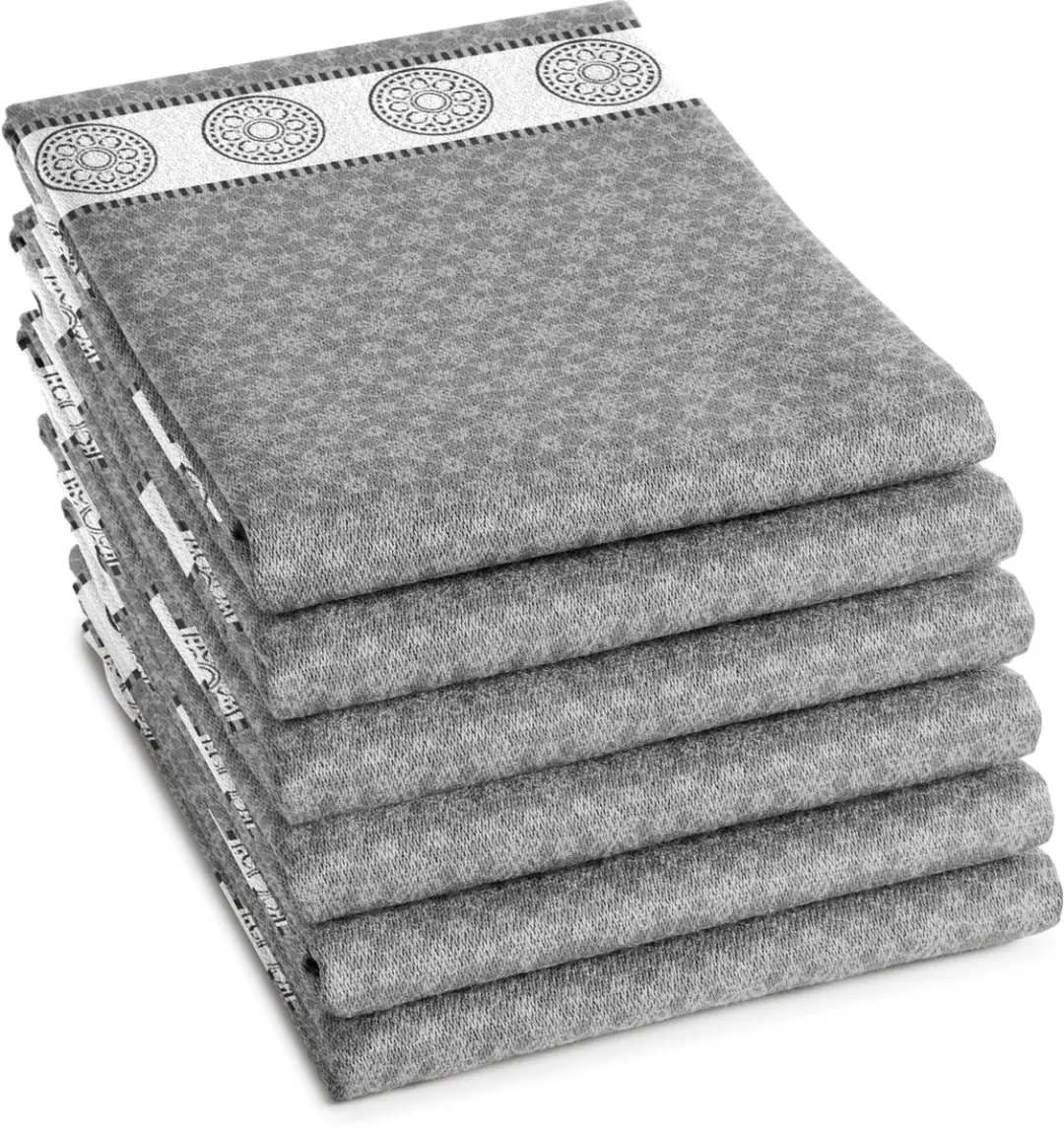 DDDDD Lace Theedoeken - 6 Stuks 60x65cm Grijs