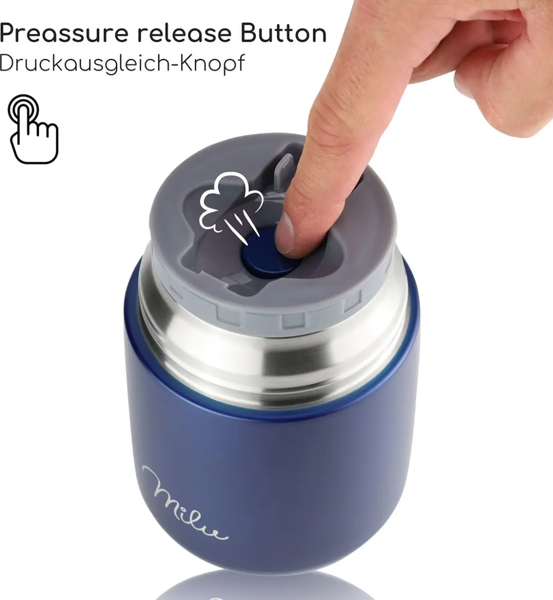 Milu Thermos Voedselcontainer 800ml - Marineblauw