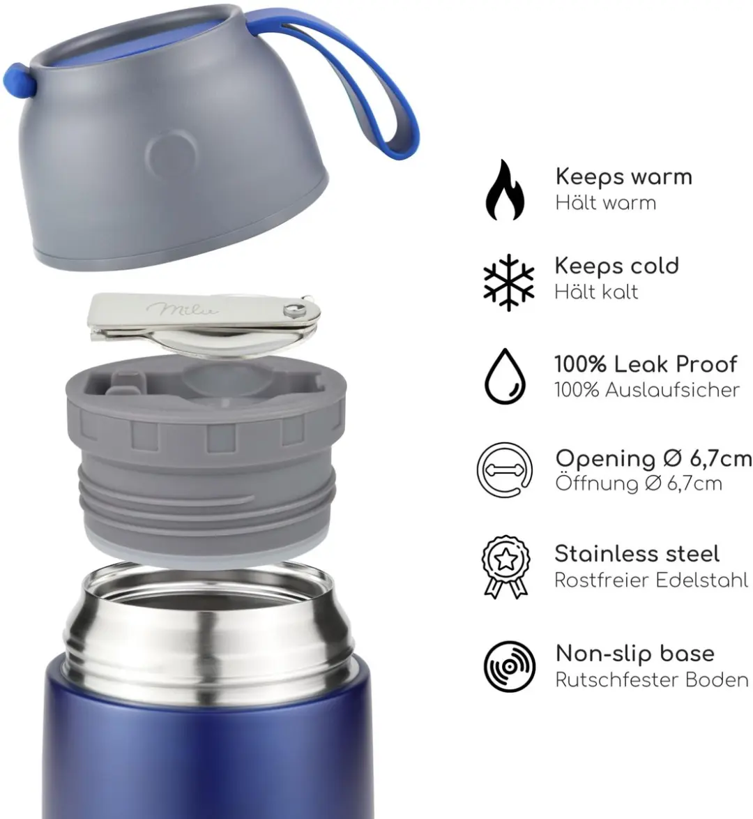 Milu Thermos Voedselcontainer 800ml - Marineblauw