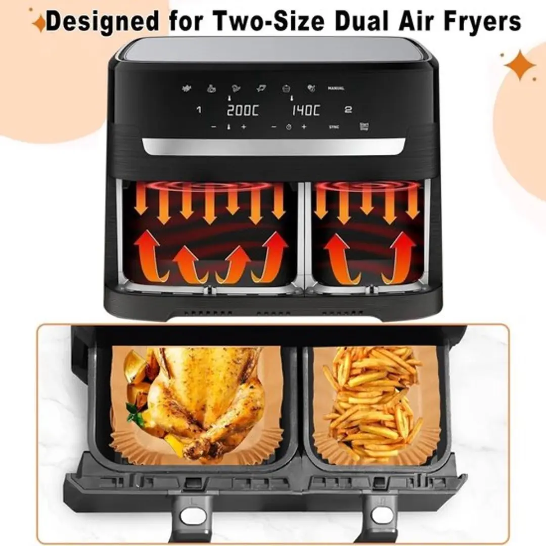 ECTEATOY Bakpapier Airfryer 200 Stuks - o.a. Philips 3000/5000-serie