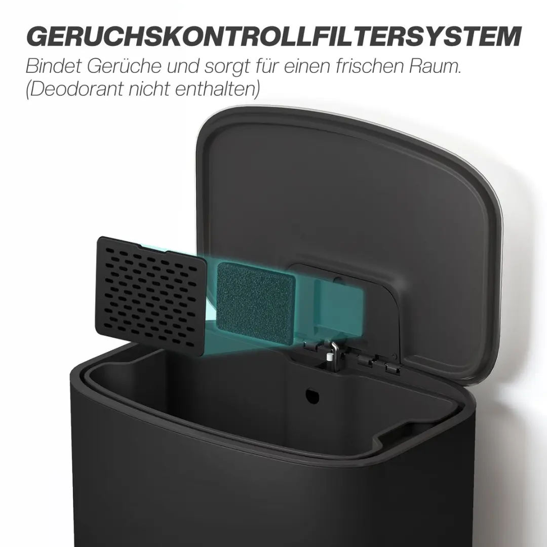 Homcom Prullenbak 50L - Zwart/Zilver - 45x36x62cm
