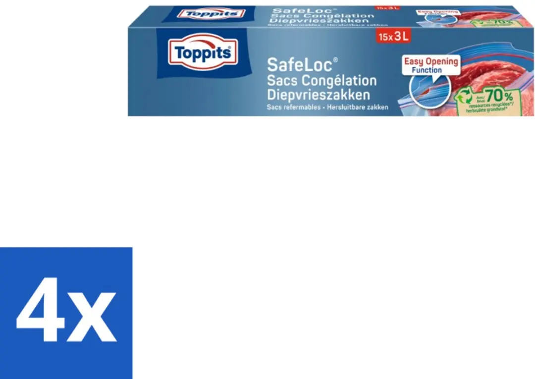 Toppits Safeloc Zip Diepvrieszakken 3L