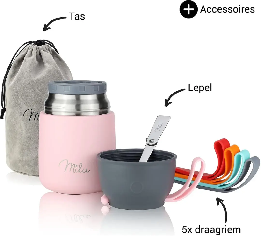 Milu Thermos Voedselcontainer 450ml - Roze