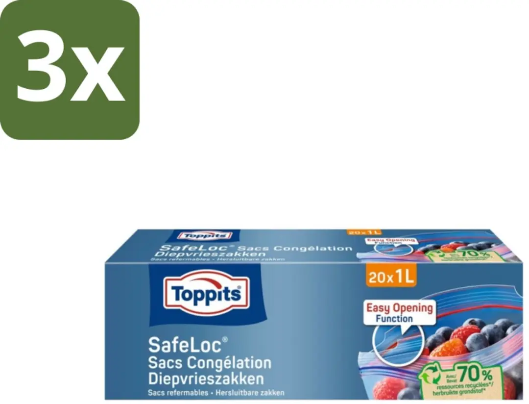 Toppits Safeloc Diepvrieszakken 1L