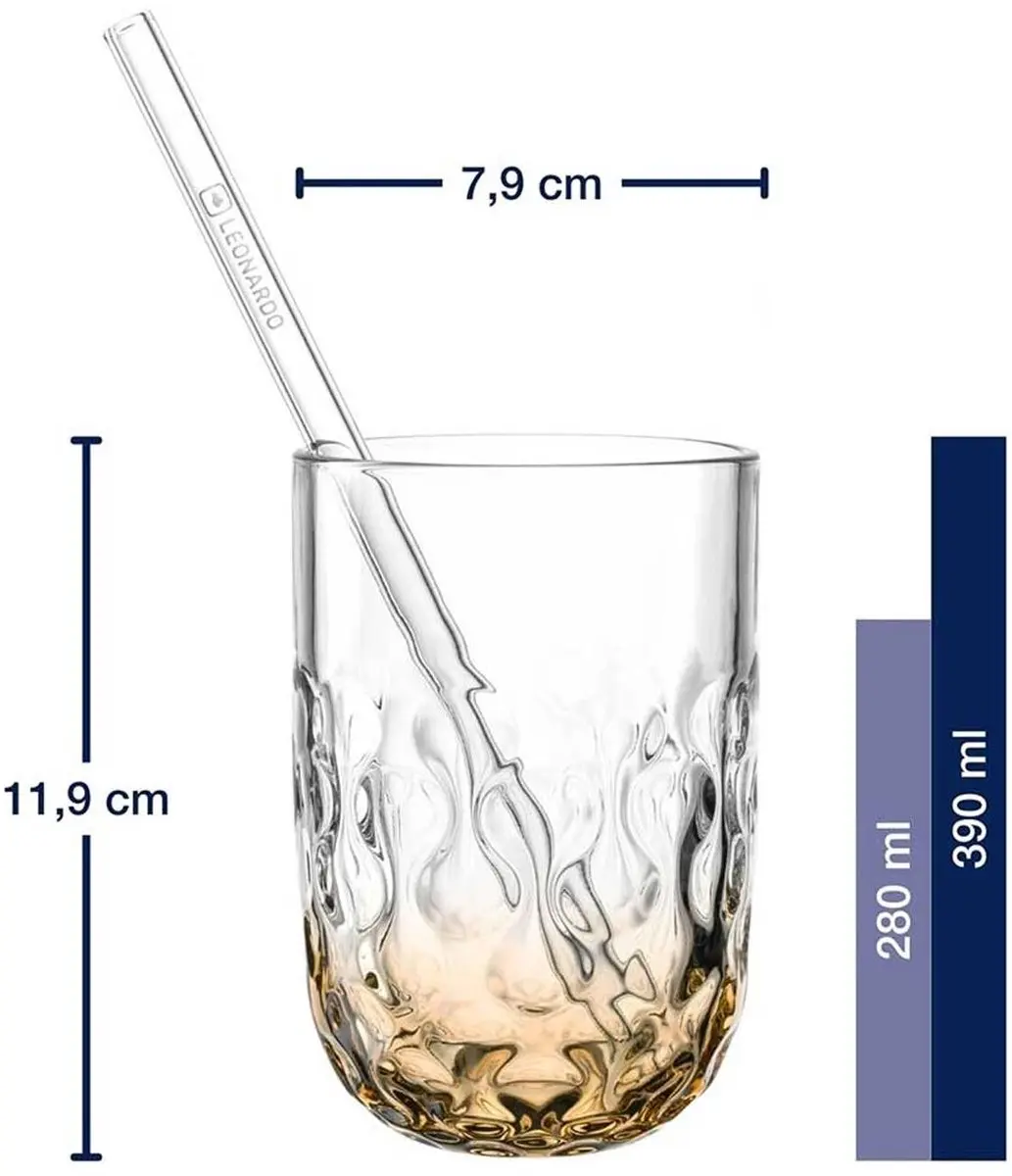 Leonardo Caramel Macchiato Gläser 390ml - 12 Stuks - Abrikoos