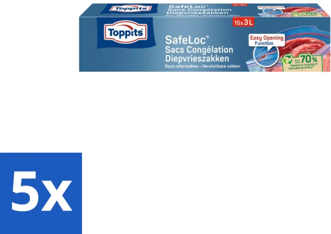 Toppits Safeloc Zip Diepvrieszakken 3L