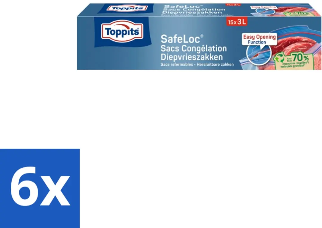 Toppits Safeloc Zip Diepvrieszakken 3L
