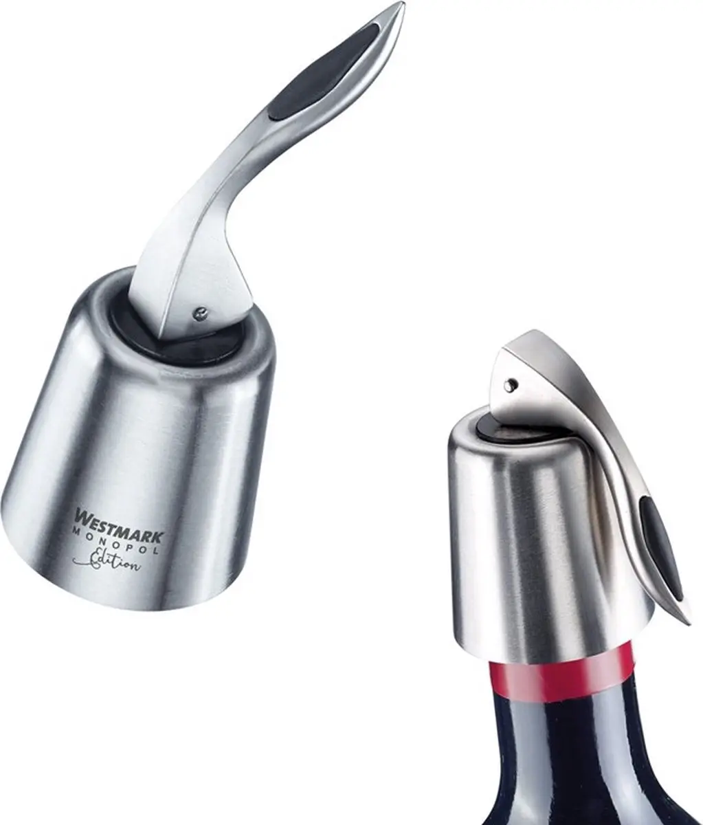 Westmark Monopol Edition Flessenstop - Zilver/Zwart - 10.3cm