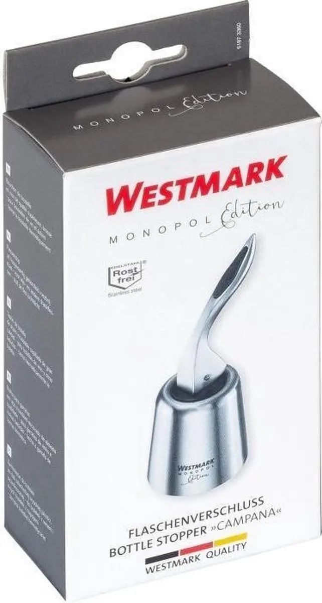 Westmark Monopol Edition Flessenstop - Zilver/Zwart - 10.3cm