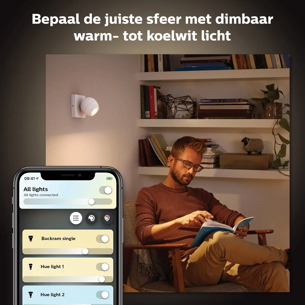 Philips Hue Buckram Opbouwspot 10.2cm - Wit
