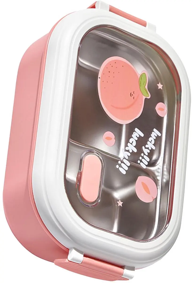ECTEATOY Bento Box RVS - 1L - Roze - 2 Vakken - afbeelding 6 van 6