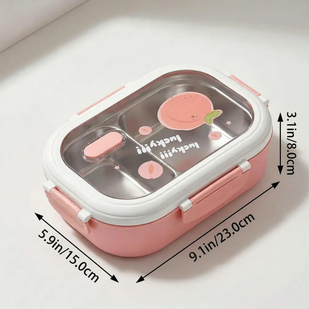 ECTEATOY Bento Box RVS - 1L - Roze - 2 Vakken