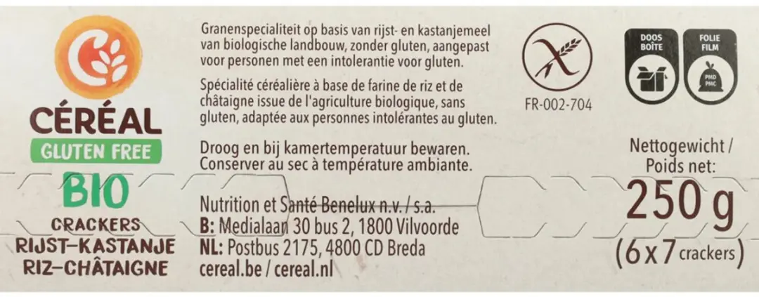 Cereal Crackers Rijst & Kastanje - 1000g (4x250g)