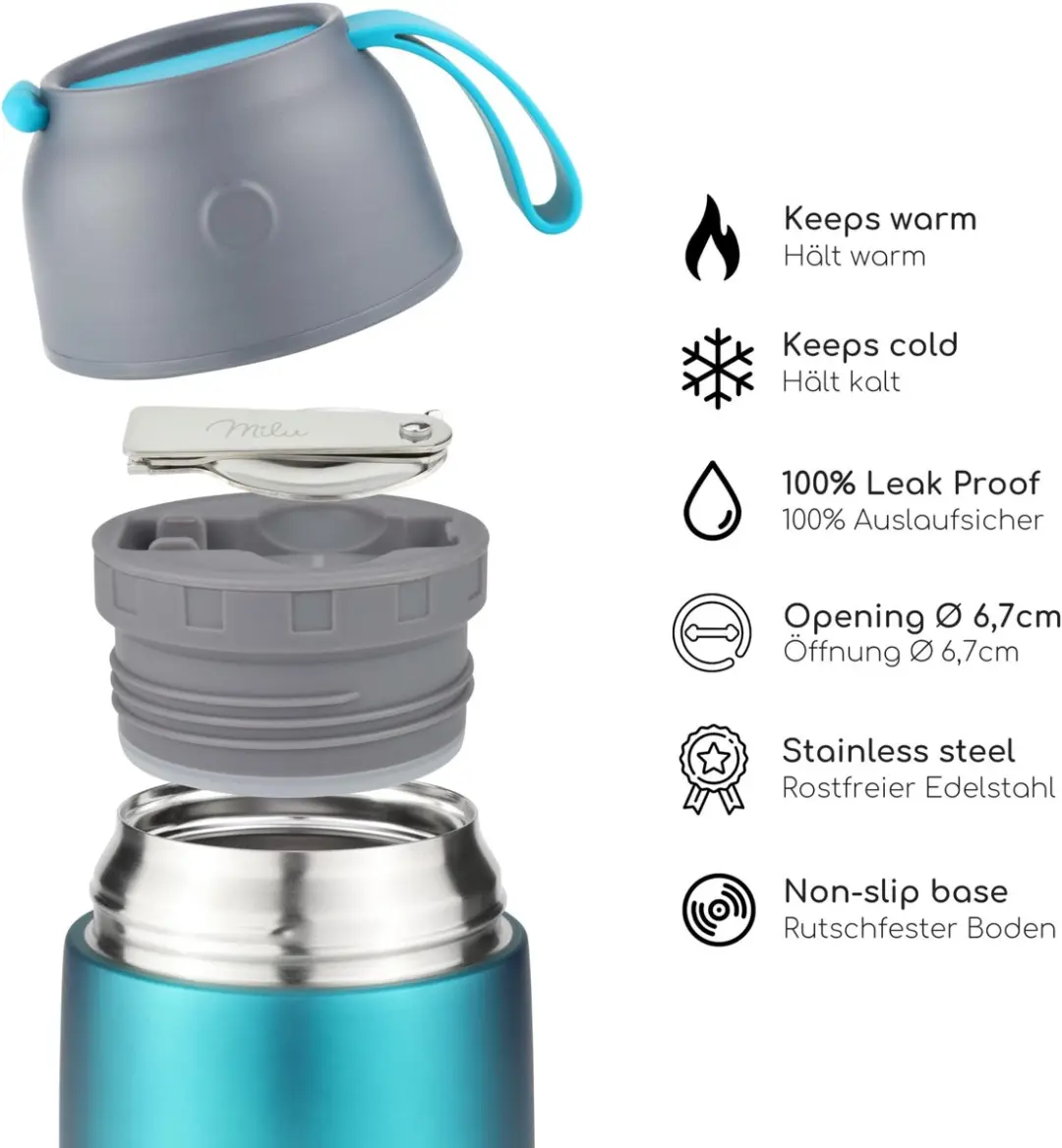 Milu Thermos Voedselcontainer 650ml - Groen