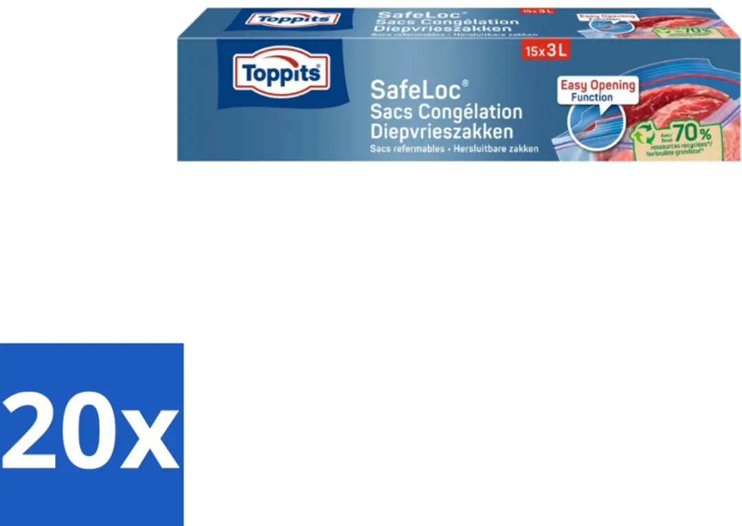Toppits Safeloc Zip Diepvrieszakken 3L
