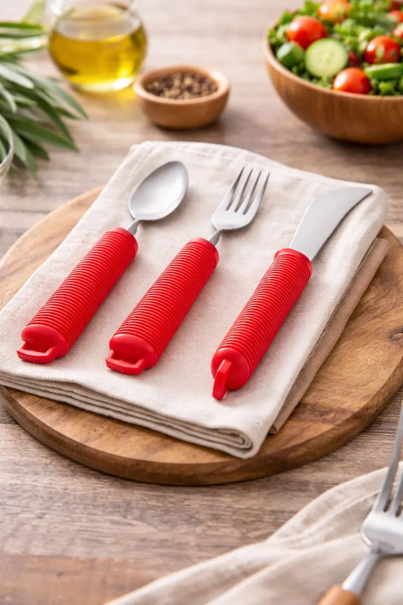 Vitility Ergonomisch Bestekset Rood - 3-delig - afbeelding 6 van 6