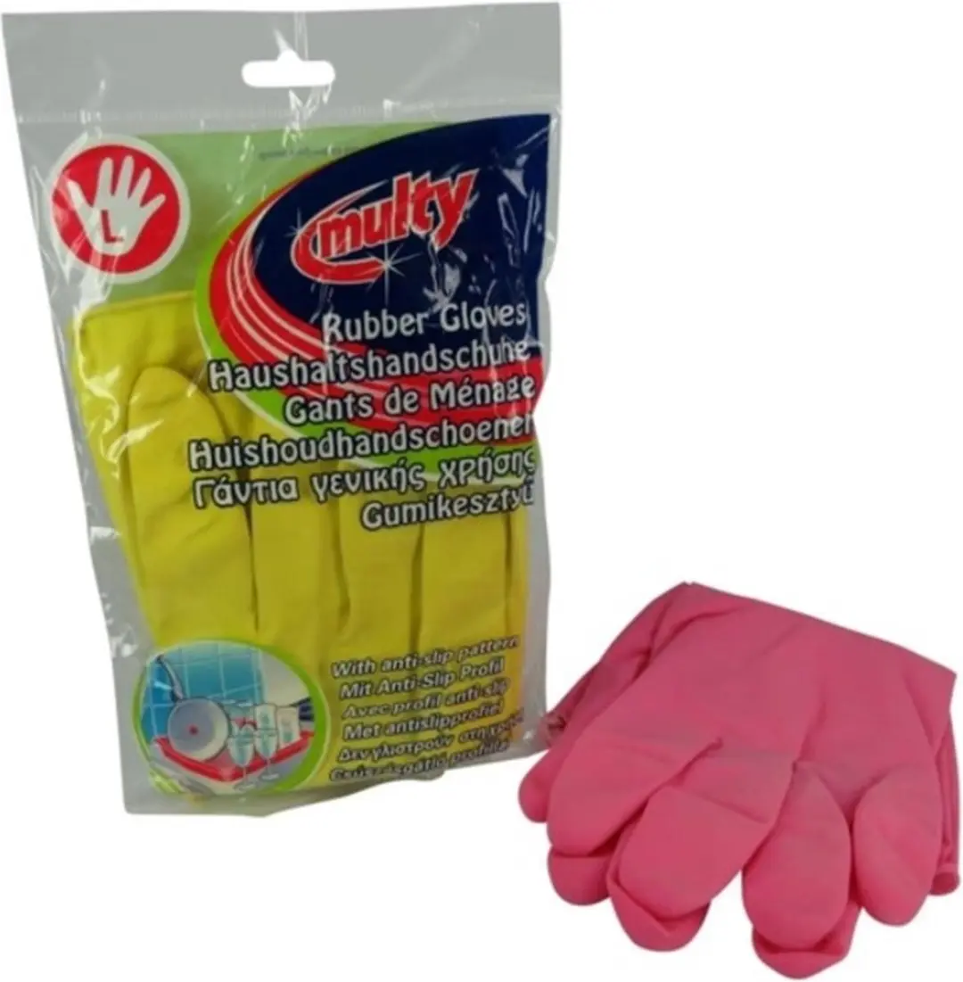 Multy Huishoud Handschoen Latex L - 96 Stuks