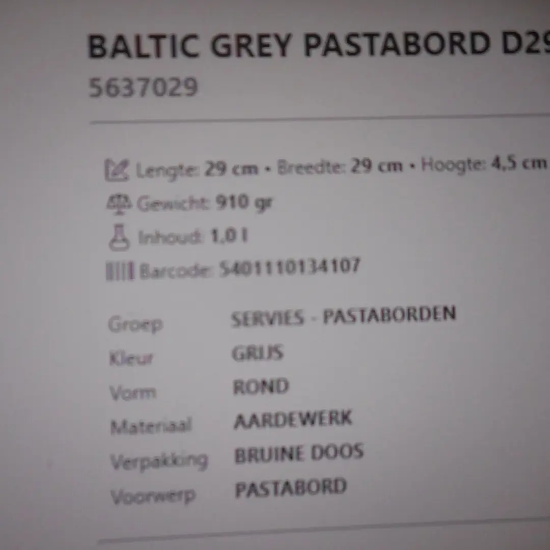 Cosy&Trendy Baltic Grey Pastabord D29cm