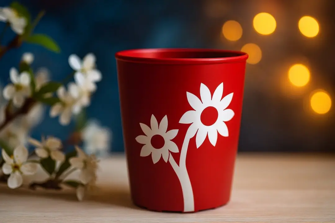 Vitility Antislip Beker Bloemen 200ml - Rood