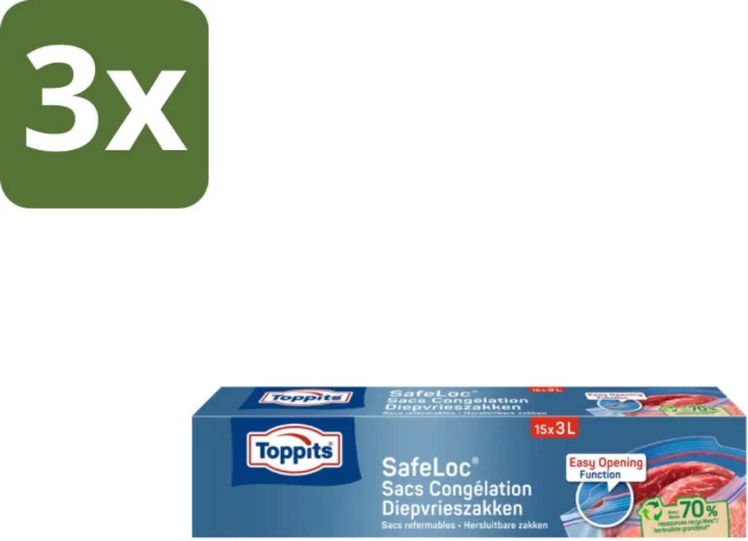 Toppits Safeloc Zip Diepvrieszakken 3L