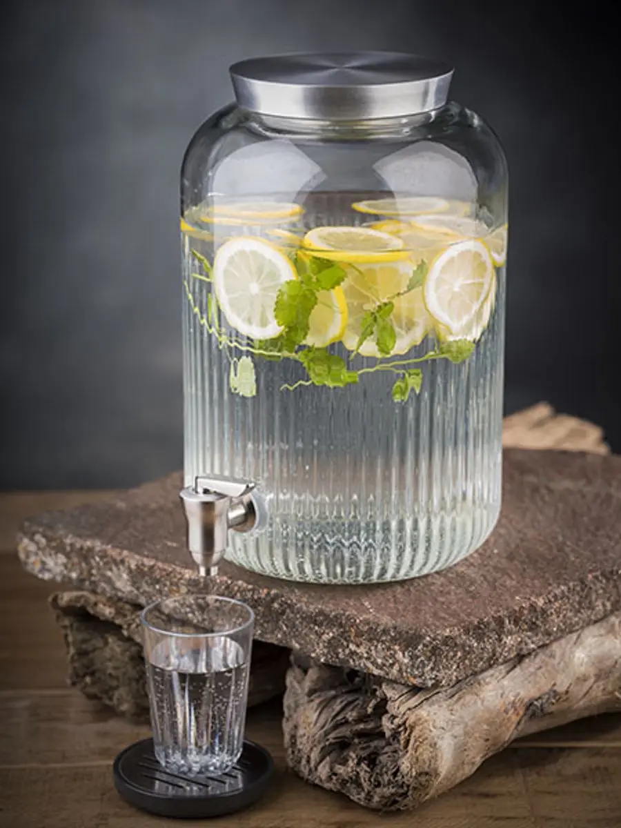 APS Limonadedispenser Ø16cm 3,8L - Transparant Zilver