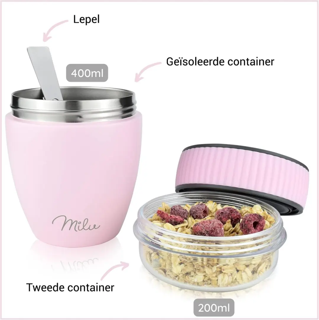Milu Muesli Beker To Go 400ml - Roze