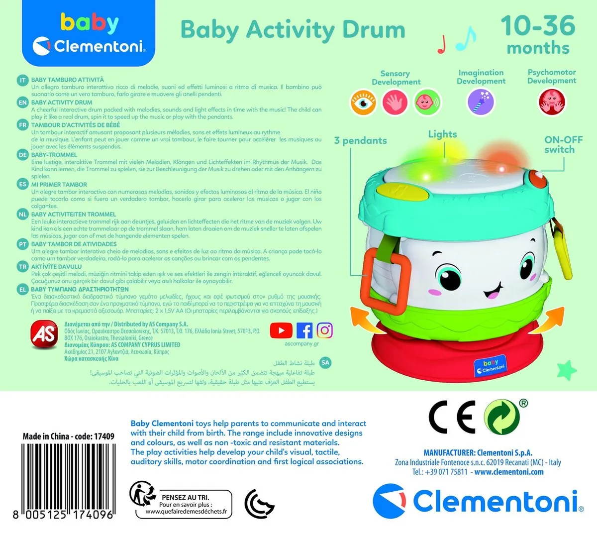 Clementoni Baby Activiteitentrommel 17409 - Multi Kleur