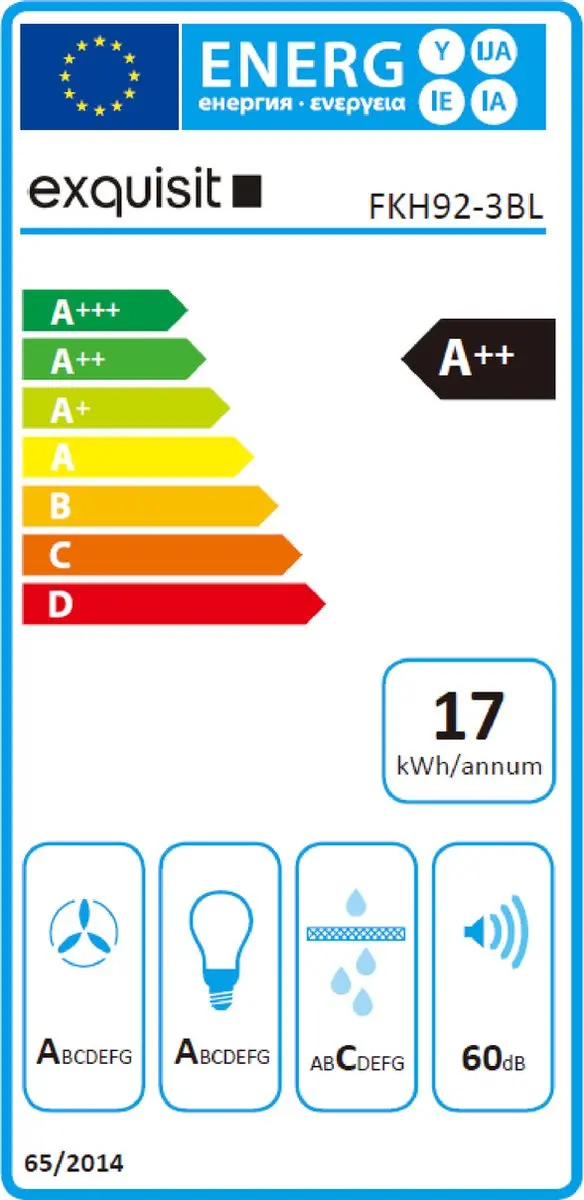 Exquisit FKH92-3BL Schouwkap 90cm - 480m³/u - 4 standen