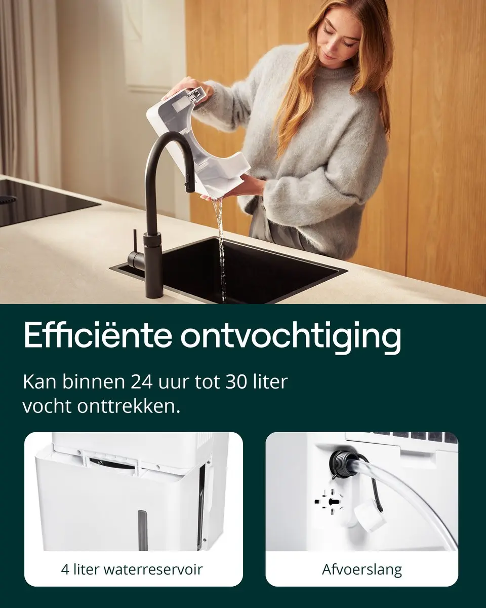Duux Bora DXDH30 Luchtontvochtiger 30L/dag - 4 Liter - Wit