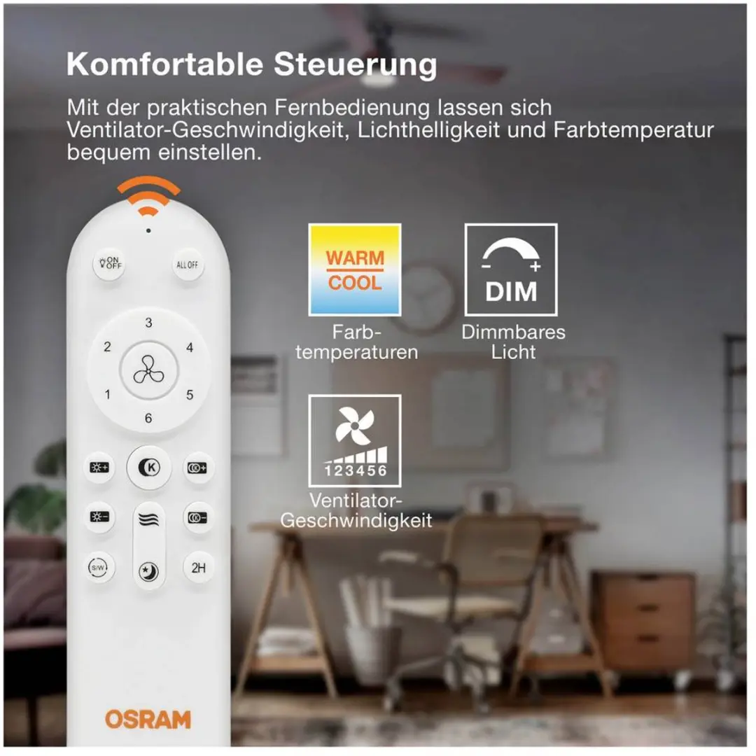 Osram Ceiling Fan Fohn 1168mm Plafondventilator - 41W - Zwart