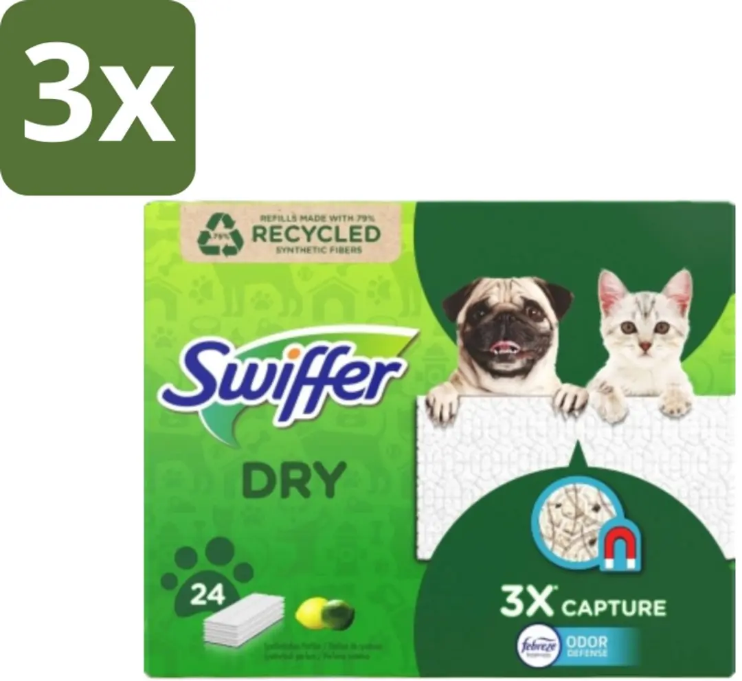 Swiffer Dry Febreze Vloerdoekjes Navulling 24 Stuks (3x8)