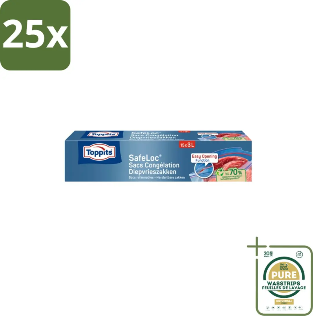 Toppits Safeloc Zip Diepvrieszakken 3L