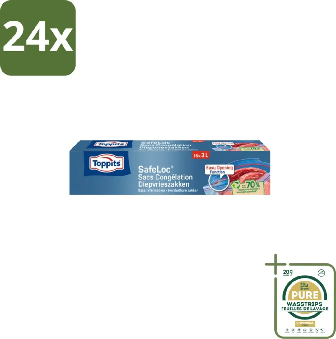 Toppits Safeloc Zip Diepvrieszakken 3L