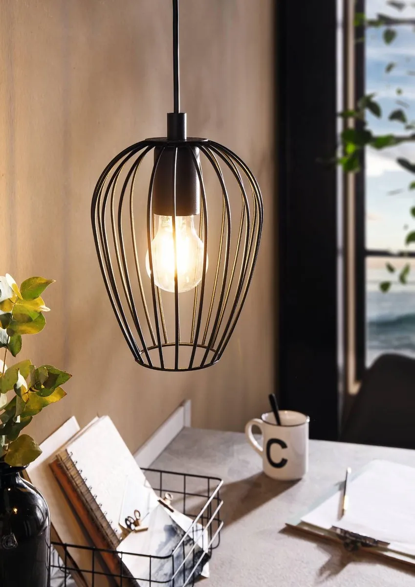 Eglo Newtown Hanglamp E27 - Ø16cm - Zwart