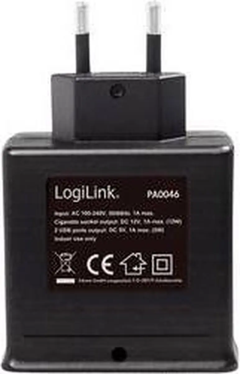 Logilink PA0046 USB-oplader 12W - Sigarettenaanstekerbus - Zwart