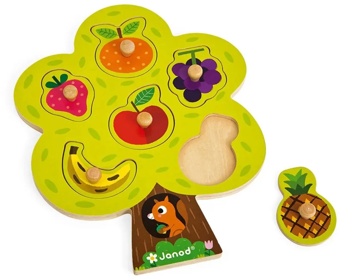 Janod Knoppuzzel Fruitboom 6-delig - Hout - 18+ maanden