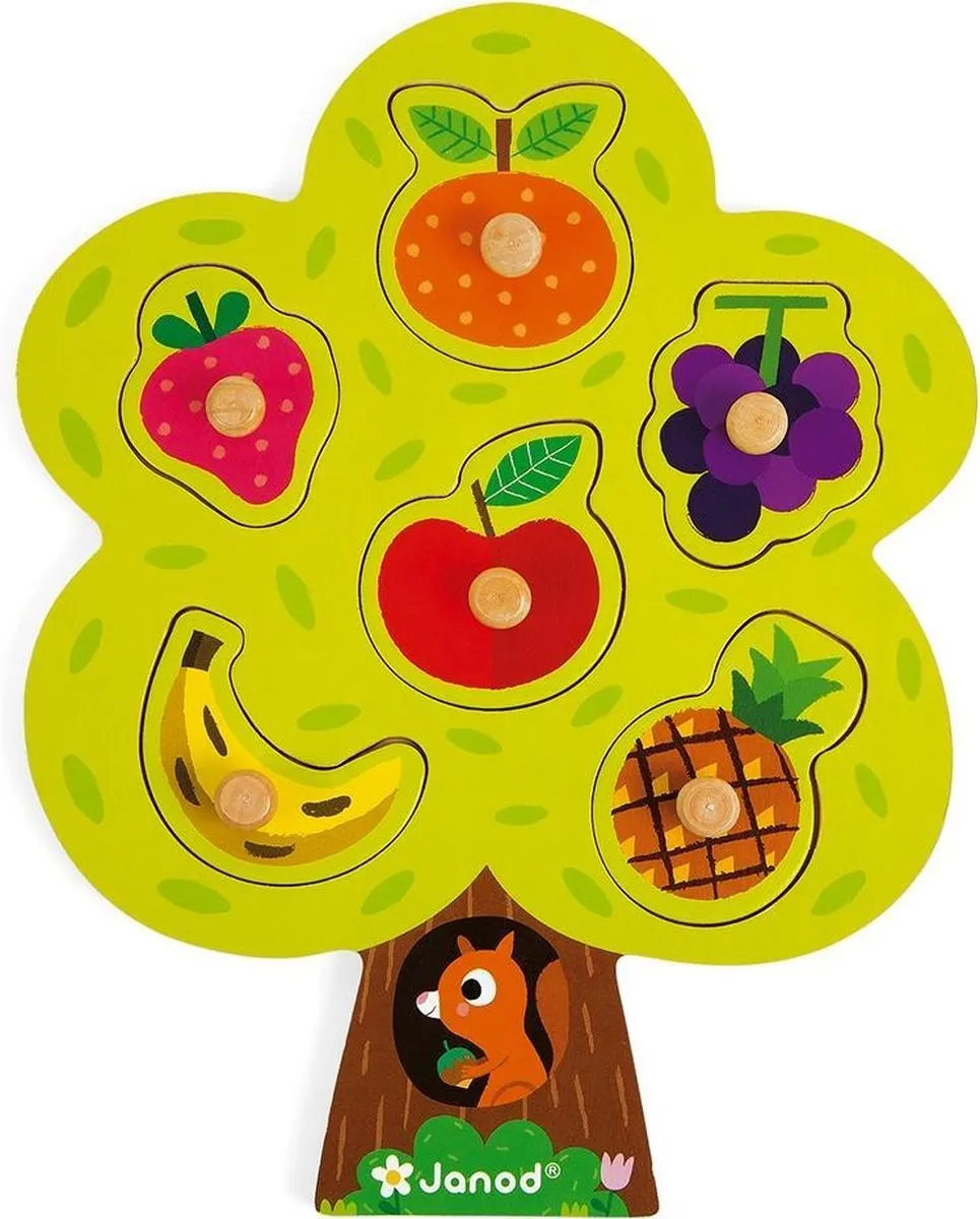 Janod Knoppuzzel Fruitboom 6-delig - Hout - 18+ maanden