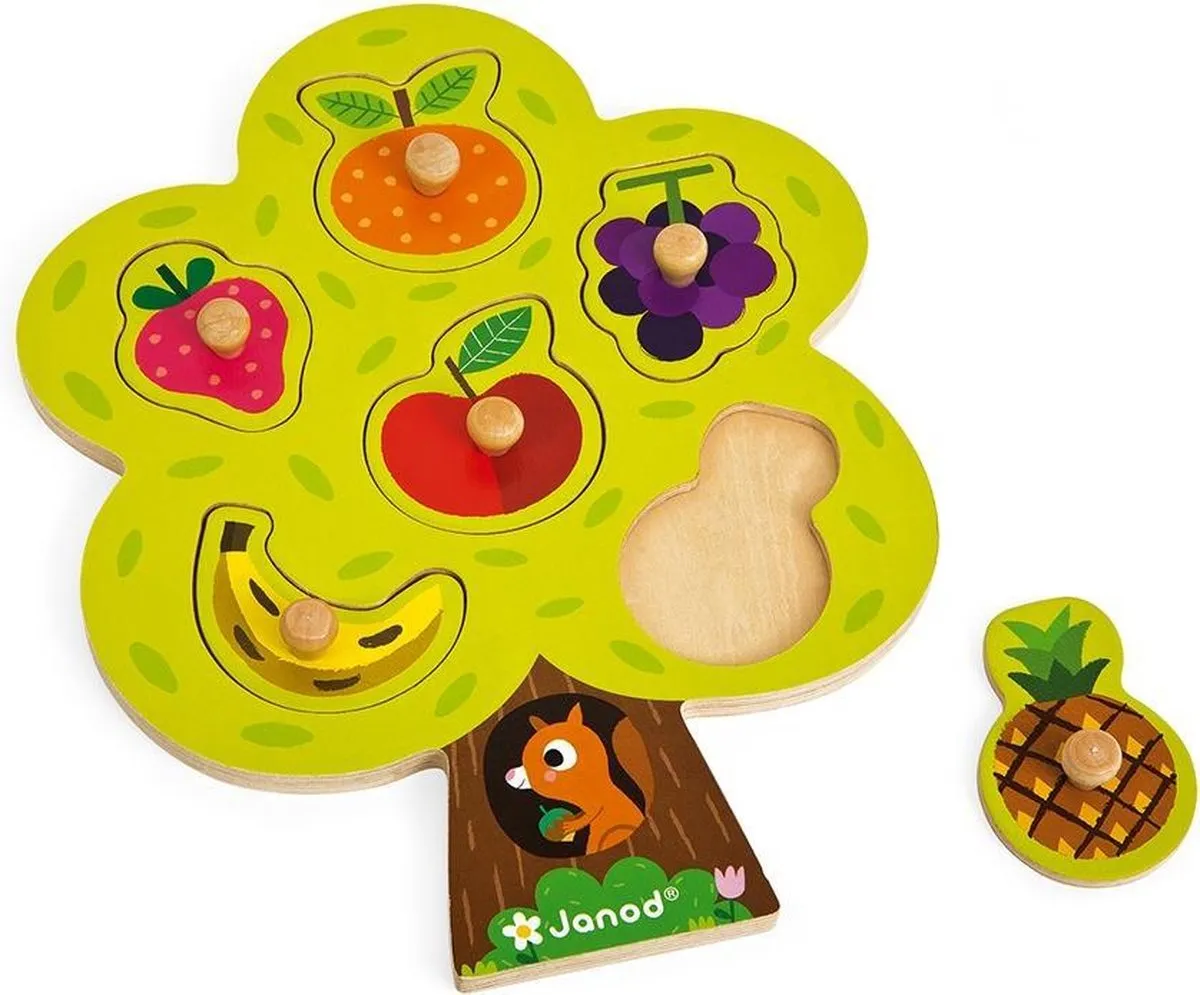 Janod Knoppuzzel Fruitboom 6-delig - Hout - 18+ maanden