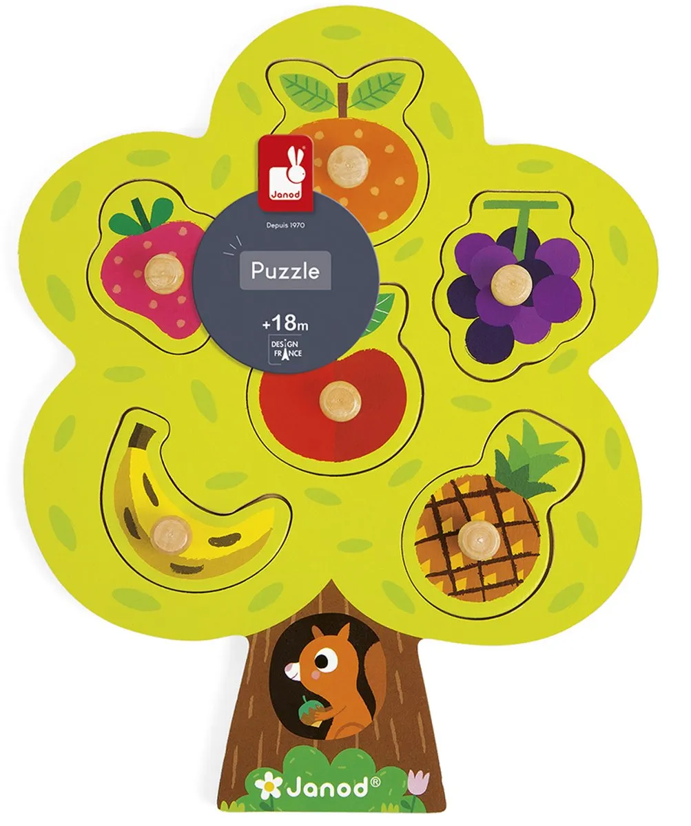 Janod Knoppuzzel Fruitboom 6-delig - Hout - 18+ maanden - afbeelding 6 van 6