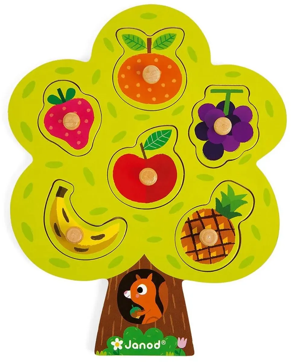 Janod Knoppuzzel Fruitboom 6-delig - Hout - 18+ maanden