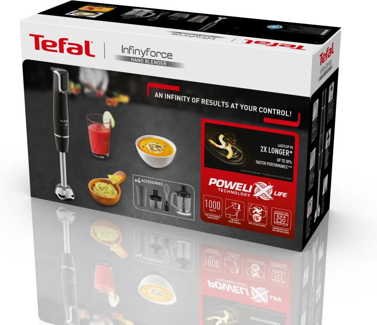 Tefal InfinyForce HB94L8 Staafmixer - 1000W - Wit/Grijs