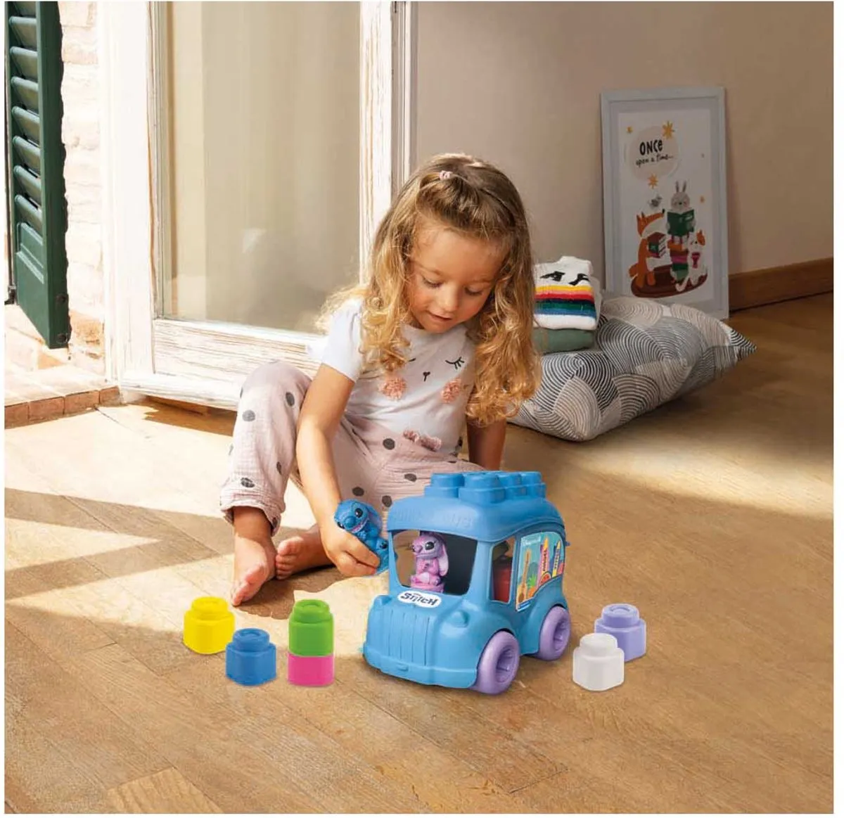 Clementoni - Soft Clemmy - Stitch Activiteiten bus - Sensorische blokkenset - Vanaf 6 maanden