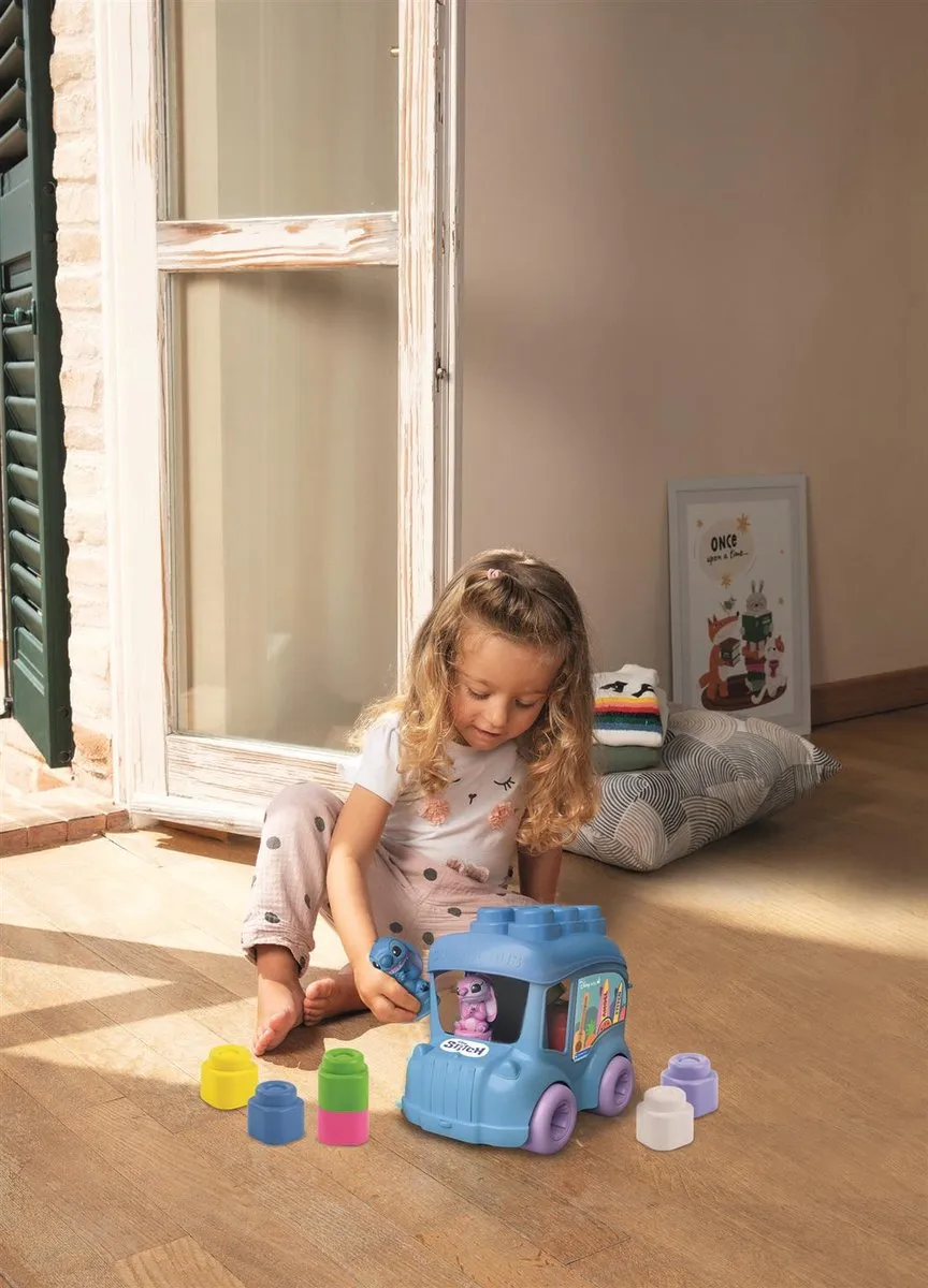 Clementoni - Soft Clemmy - Stitch Activiteiten bus - Sensorische blokkenset - Vanaf 6 maanden