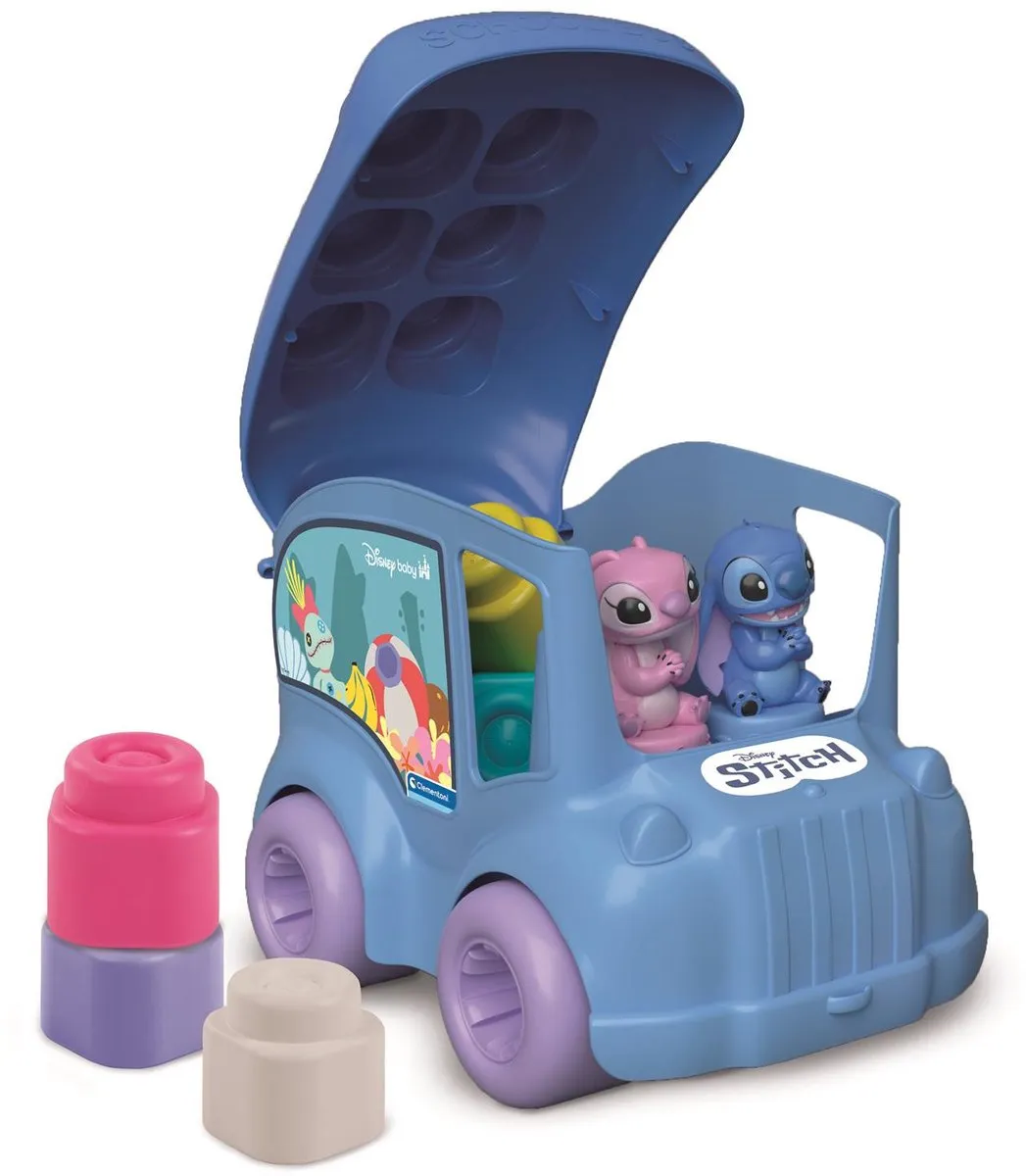 Clementoni - Soft Clemmy - Stitch Activiteiten bus - Sensorische blokkenset - Vanaf 6 maanden
