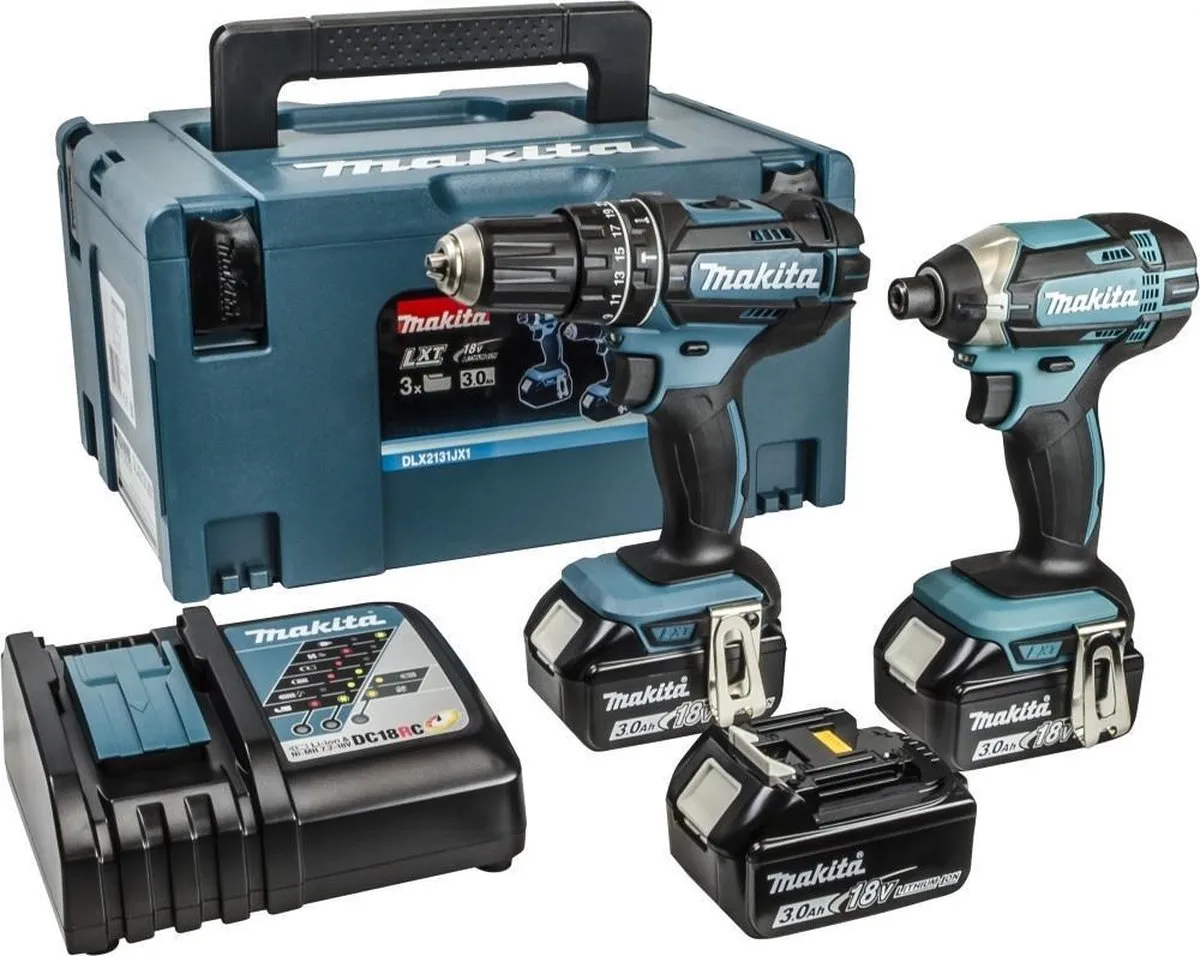 Makita DLX2131JX1 Combiset 18V - 3x 3.0Ah Li-ion