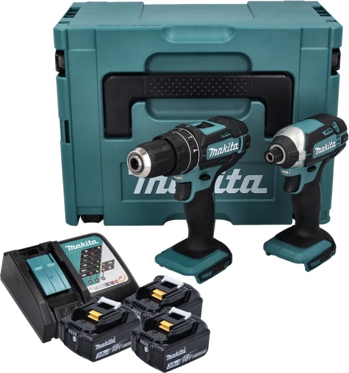 Makita DLX2131JX1 Combiset 18V - 3x 3.0Ah Li-ion - afbeelding 6 van 6