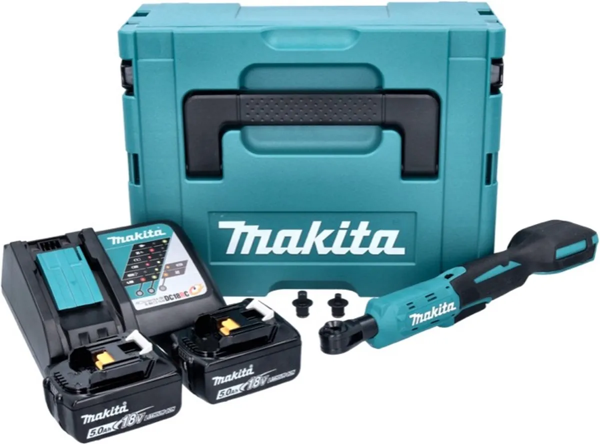Makita DWR 180 RTJ Accu-ratelsleutel 18V - 47,5 Nm - 2x 5,0Ah + Oplader + Makpac