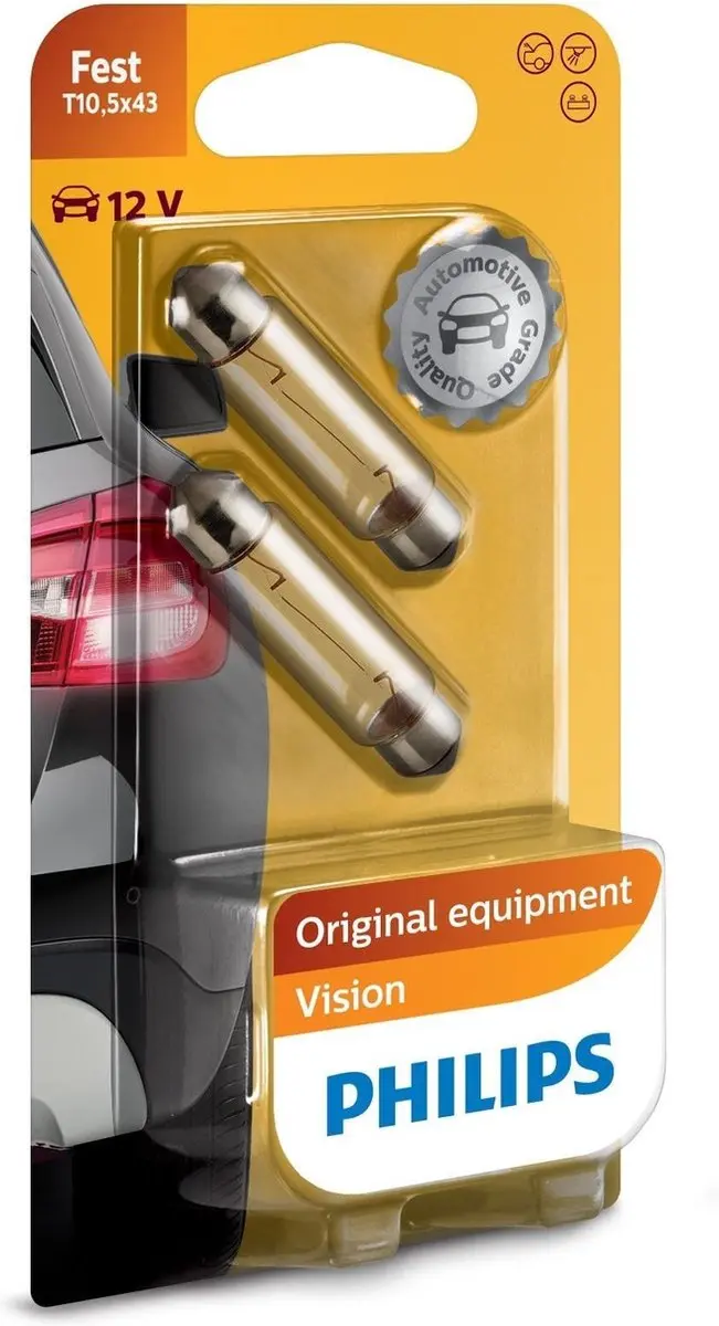 Philips Autolamp Festoon T10,5x43 SV8,5 12V 10W - 2 Stuks